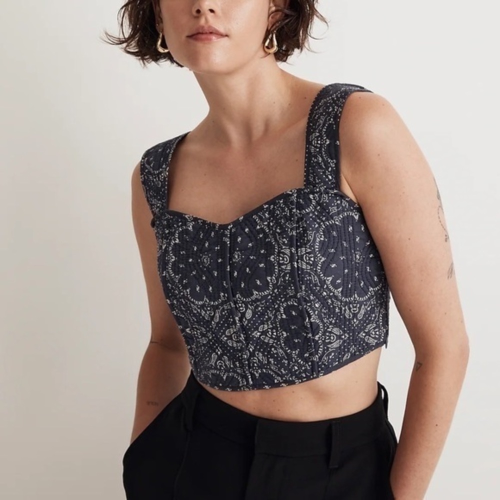 Madewell Quilted Sweetheart Crop Top